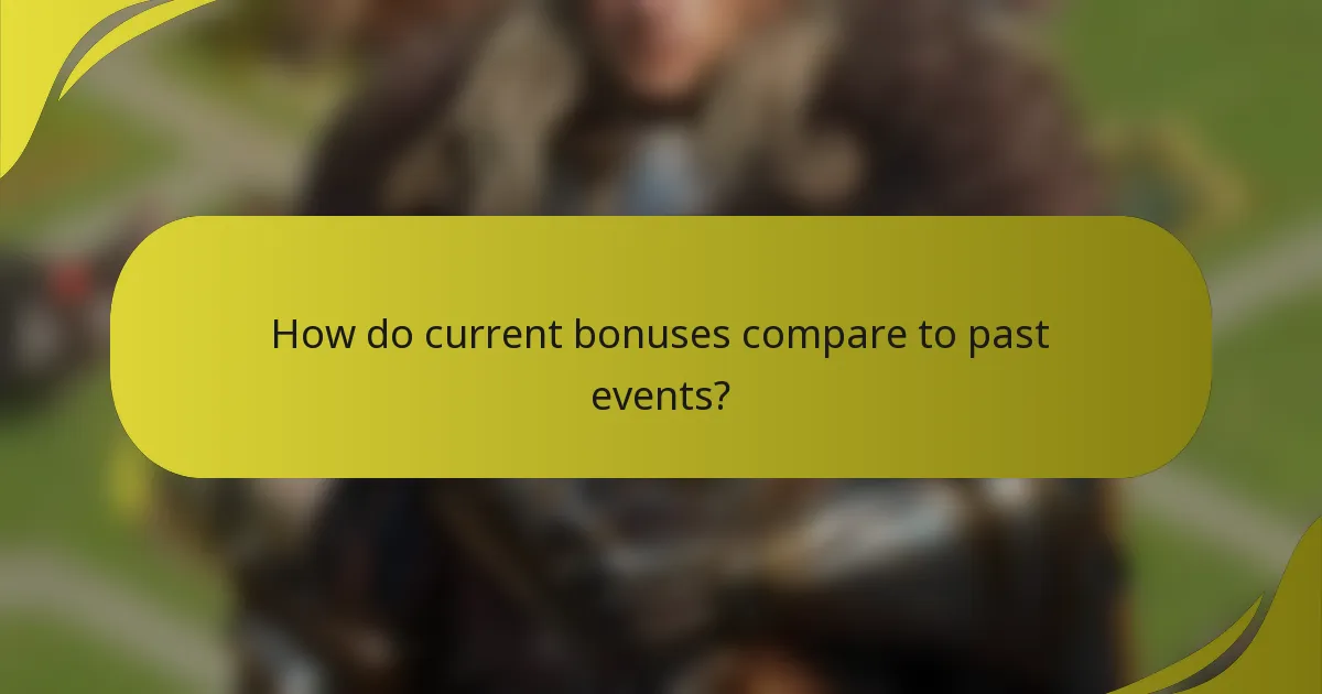 How do current bonuses compare to past events?