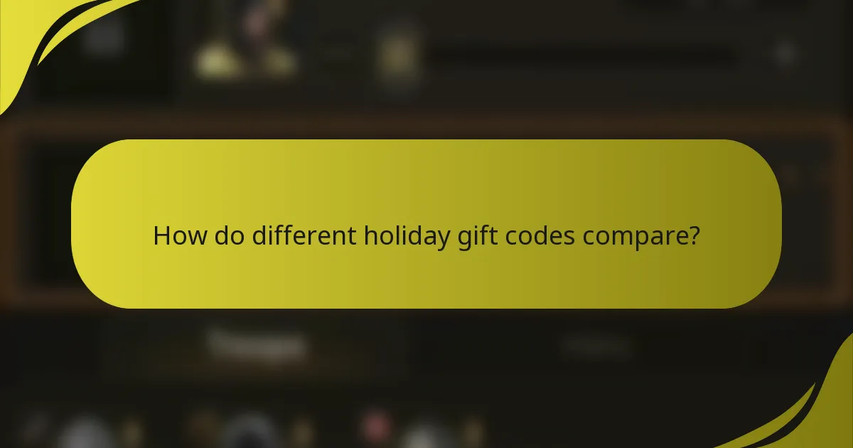 How do different holiday gift codes compare?