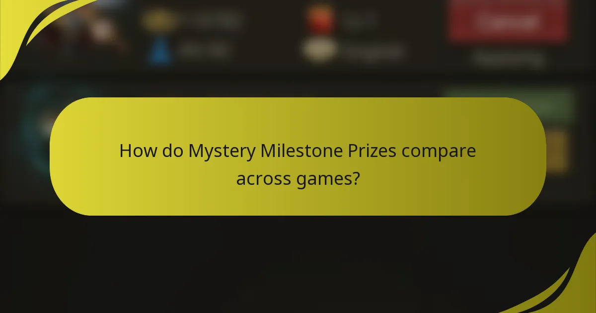 How do Mystery Milestone Prizes compare across games?