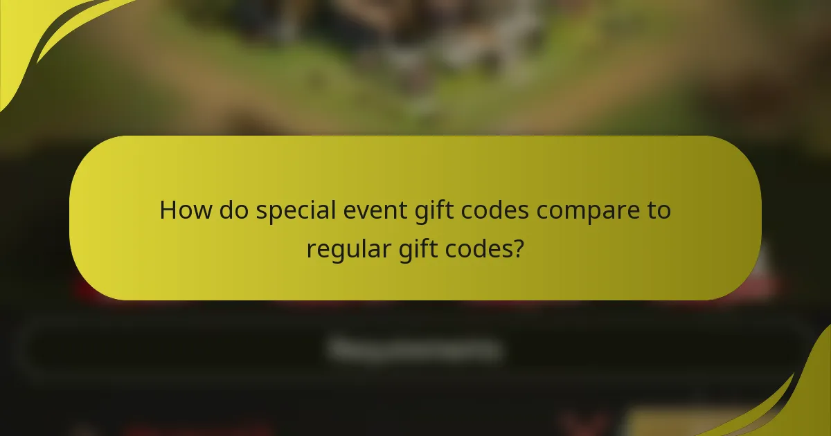 How do special event gift codes compare to regular gift codes?