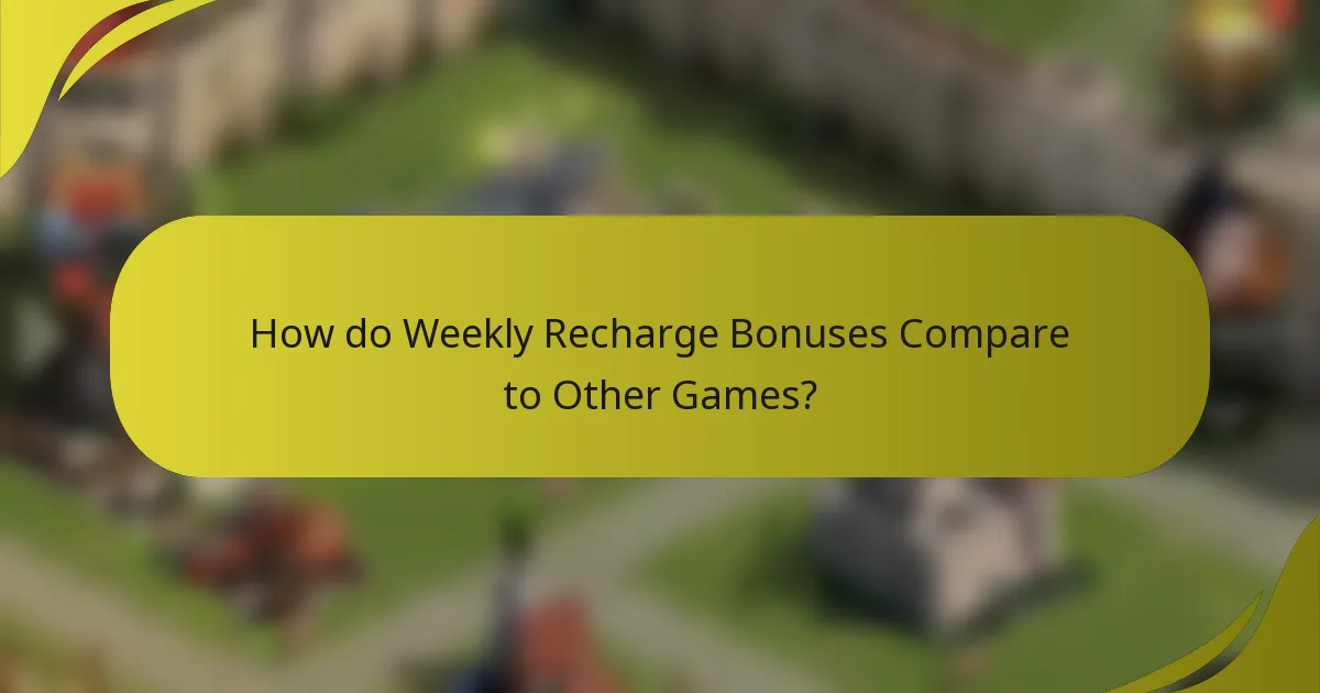 How do Weekly Recharge Bonuses Compare to Other Games?