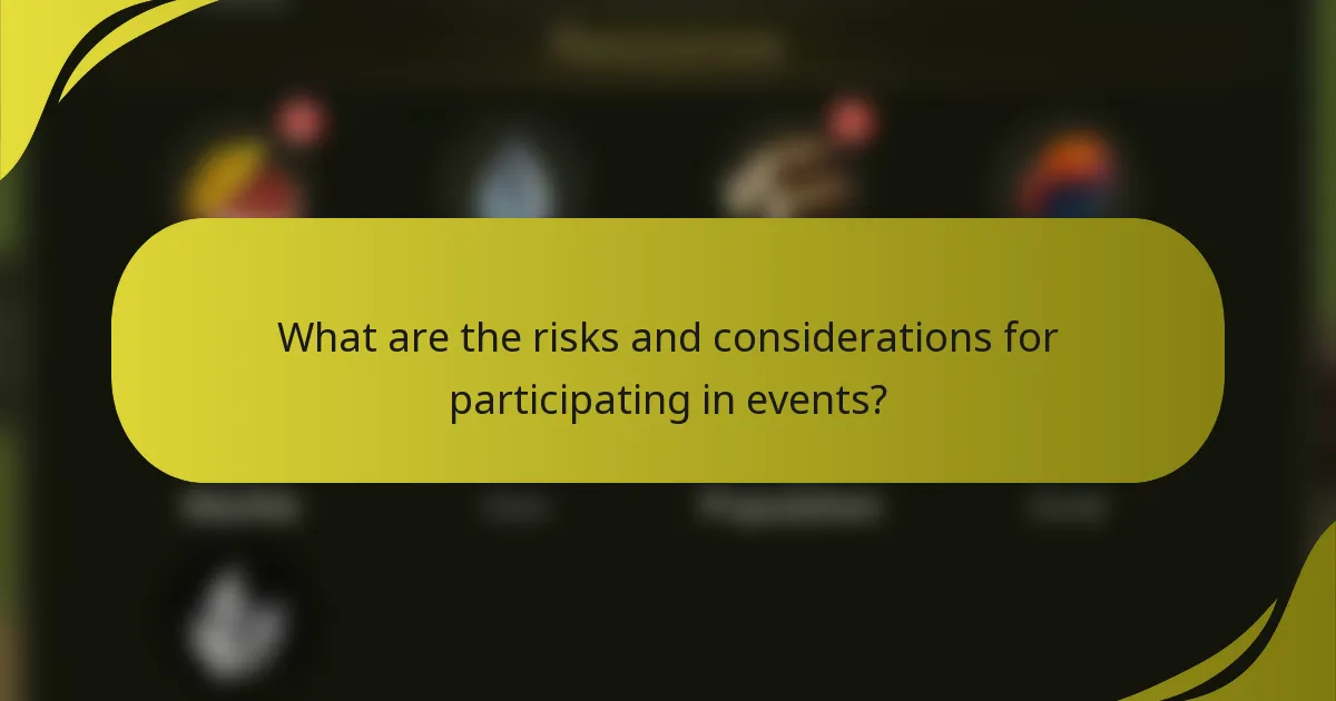 What are the risks and considerations for participating in events?